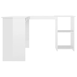 Acheter vidaXL Bureau d'angle en forme de L Blanc brillant Bois d'ingénierie