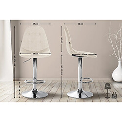 Avis Decoshop26 Tabouret de bar x1 avec repose-pieds hauteur réglable pivotant assise en tissu crème cadre métallique chromé 10_0004844