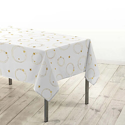 Douceur D'Interieur Nappe rectangulaire antitache et infroissable Etoiles scintillantes - 150 x 240 cm - Blanc et or