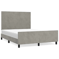 Maison Chic Lit adulte - Cadre Structure de lit avec tête de lit Contemporain Gris clair 140x190 cm Velours -MN73209