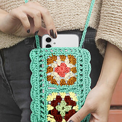 Avizar Sac Bandoulière pour Téléphone Tissé Creux Motifs Colorés WavePocket Turquoise pas cher