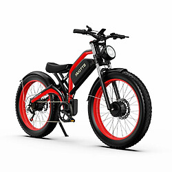 Vélo Électrique Duotts N26 - Moteur 750W*2 Batterie 48V20Ah Autonomie 60KM Freins à Disque - Noir Rouge