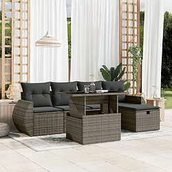 vidaXL Salon de jardin 6 pcs avec coussins gris résine tressée