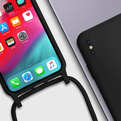 Avizar Coque Cordon iPhone XS Max Semi-rigide Lanière Tour du Cou 80cm Noir pas cher