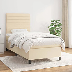 Maison Chic Structures de lit + matelas,Lit à sommier tapissier avec matelas Crème 80x200 cm Tissu -MN19704