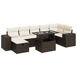 vidaXL Salon de jardin avec coussins 5 pcs marron résine tressée