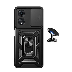 NIS Kit Support Magnétique + Fenêtre Défense Militaire Magnétique Housse Anti-Impact Oppo A60 Noir