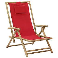 Maison Chic Chaise/Fateuill de relaxation inclinable Rouge Bambou et tissu -GKD61894