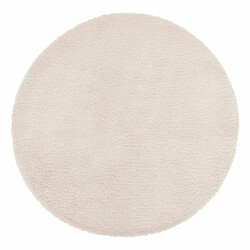 Tapis Rond Imitation Fourrure Doucea 80cm Ivoire