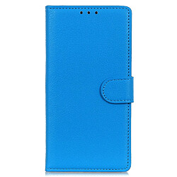 Etui en PU texture litchi, fermoir aimanté, antichoc avec support bleu pour votre Samsung Galaxy A73 5G