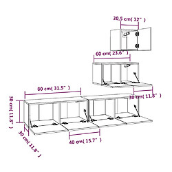 vidaXL Ensemble de meubles TV 4 pcs Chêne fumé Bois d'ingénierie pas cher