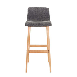 Decoshop26 Tabouret de bar x1 avec repose-pieds structure de 4 pieds en bois assise en tissu gris clair 10_0004974