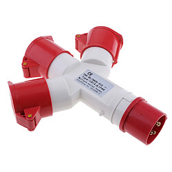 2x Prise de Courant 16a 3 Voies Séparateur 3 Broches Connecteur électrique étanche à L'eau - 380V Rouge + 220-250V Bleu