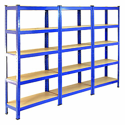 Monstershop 3 x Monster Racking T-Rax Rayonnage Étagère Robuster, Bleu, 75cm L, 30cm P