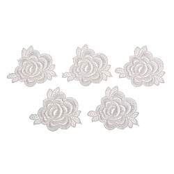 5pcs dentelle élégante fleur rose bricolage coudre des autocollants patchs de broderie tissu