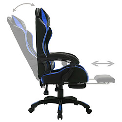 Helloshop26 Chaise fauteuil siège pivotante de bureau informatique étude de jeux vidéo avec LED RVB et similicuir bleu 02_0024200 pas cher