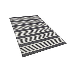 Beliani Tapis extérieur à rayures noires et gris clair 120 x 180 cm DELHI