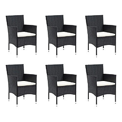 Avis Maison Chic Mobilier à dîner 7 pcs de jardin avec coussins - Ensemble table et chaises d'extérieur - Salon/Mobilier de jardin classique Résine tressée Noir -MN61849