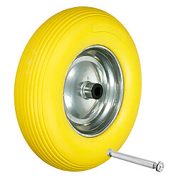 Roue de Brouette ECD Germany 4.80 / 4.00-8 - avec Essieu Axe - 390 mm - Jaune