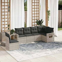 vidaXL Salon de jardin 6 pcs avec coussins gris clair résine tressée