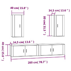 vidaXL Ensemble de meubles TV 4 pcs Gris béton Bois d'ingénierie pas cher