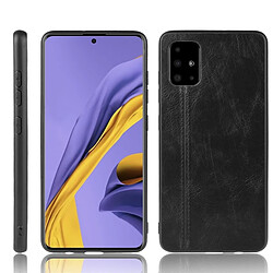 Wewoo Coque Pour Galaxy A51 antichoc couture peau de vache motif PC + PU + TPU Case noir