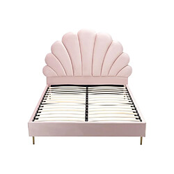 Acheter Vente-Unique Lit coquillage 140 x 190 cm - Velours - Rose + Matelas - LIVAYA