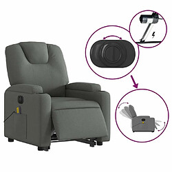 Maison Chic Fauteuil Relax pour salon, Fauteuil inclinable de massage électrique Gris foncé Tissu -GKD13574 pas cher