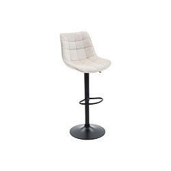 Avis Vente-Unique Lot de 2 tabourets de bar en tissu bouclette et métal noir - Hauteur réglable - Blanc - LIMA II