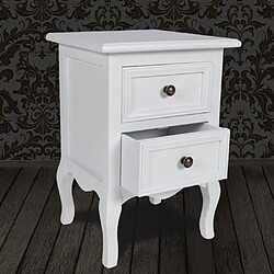 Helloshop26 Table de nuit chevet commode armoire meuble chambre avec 2 tiroirs mdf blanc 1402086