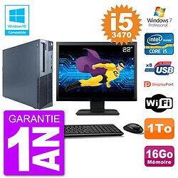 PC Lenovo M82 SFF Ecran 22" i5-3470 RAM 16Go Disque 1To Graveur DVD Wifi W7 - Occasion