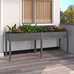 Maison Chic Jardinière,Bac à fleurs - pot de fleur avec doublure gris 203x53x76 cm bois massif de sapin -GKD53340