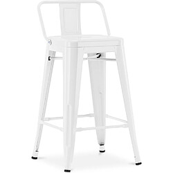 ICONIK INTERIOR Tabouret de bar avec dossier - Design industriel - 60cm - Nouvelle édition - Stylix Blanc