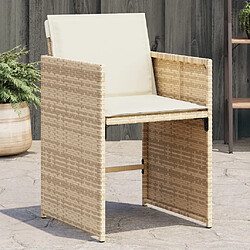 vidaXL Chaises de jardin avec coussins lot de 4 beige résine tressée