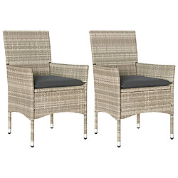 Maison Chic Lot de 2 Chaises de jardin coussins | chaises Relax gris clair résine tressée -GKD15819