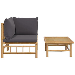 Avis Maison Chic Salon de jardin 2 pcs avec coussins - Table et chaises d'extérieur - Mobilier/Meubles de jardin Moderne gris foncé bambou -MN93262