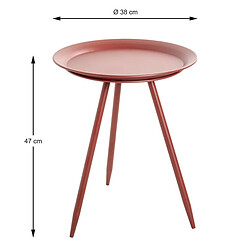 Pegane Table d'appoint ronde coloris rouge en métal laqué -diamètre 38 x hauteur 47 cm