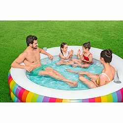 Bestway Piscine Enfant 2 Arceaux Arc-en-ciel 206x206x51cm +6 Ans Jardin 54443 pas cher