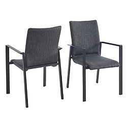 Avis Vente-Unique Lot de 2 fauteuils de jardin empilables en aluminium et textilène - Gris - GULIANE de MYLIA