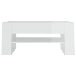 Avis Maison Chic Table basse,Table Console Table d'appoint, Table pour salon Blanc brillant 102x55x45 cm Bois d'ingénierie -MN95083