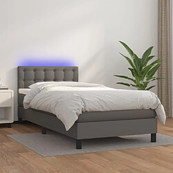 Sommier à lattes et LED,Cadre à lattes de lit avec matelas pour Adulte Gris 90x190 cm -MN97579