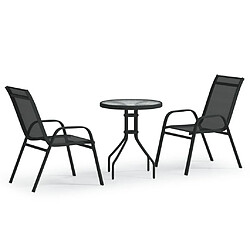 Maison Chic Table de bistro et chaises d'extérieur 3 pcs,Ensemble de bistro de jardin pour relax Noir -GKD690258