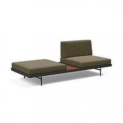 Inside 75 INNOVATION LIVING Canapé design PURI convertible lit 195*80 cm tissu Vivus Dusty Olive avec table noyer