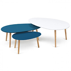 Idmarket Tables basses x3 GIGI blanc/bl