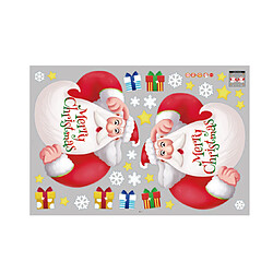 2PCS Santa Claus Stickers électrostatiques sans colle Décoration de Noël Shopping Shopping Mall Verre Fenêtre Scène Disposition