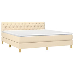 Avis Maison Chic Lit adulte- Lit + matelas,Sommier à lattes de lit avec matelas LED Crème 160x200 cm Tissu -GKD13132