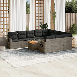 Maison Chic Salon de jardin 11 pcs avec coussins, Ensemble Tables et chaises d'extérieur noir résine tressée -GKD729821