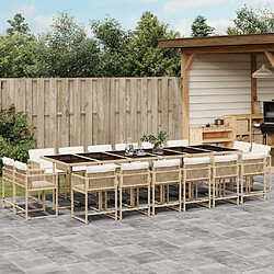 vidaXL Ensemble à manger de jardin et coussins 17 pcs beige 