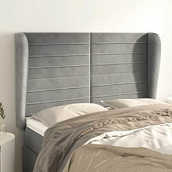 vidaXL Tête de lit avec oreilles Gris clair 147x23x118/128 cm Velours