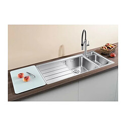 BLANCO Axis III 6 S-IF - évier - Inox lisse - 1 cuve 1/2 - égout a droit - vidage auto - sans siph - planche verre - vide-sauce Inox